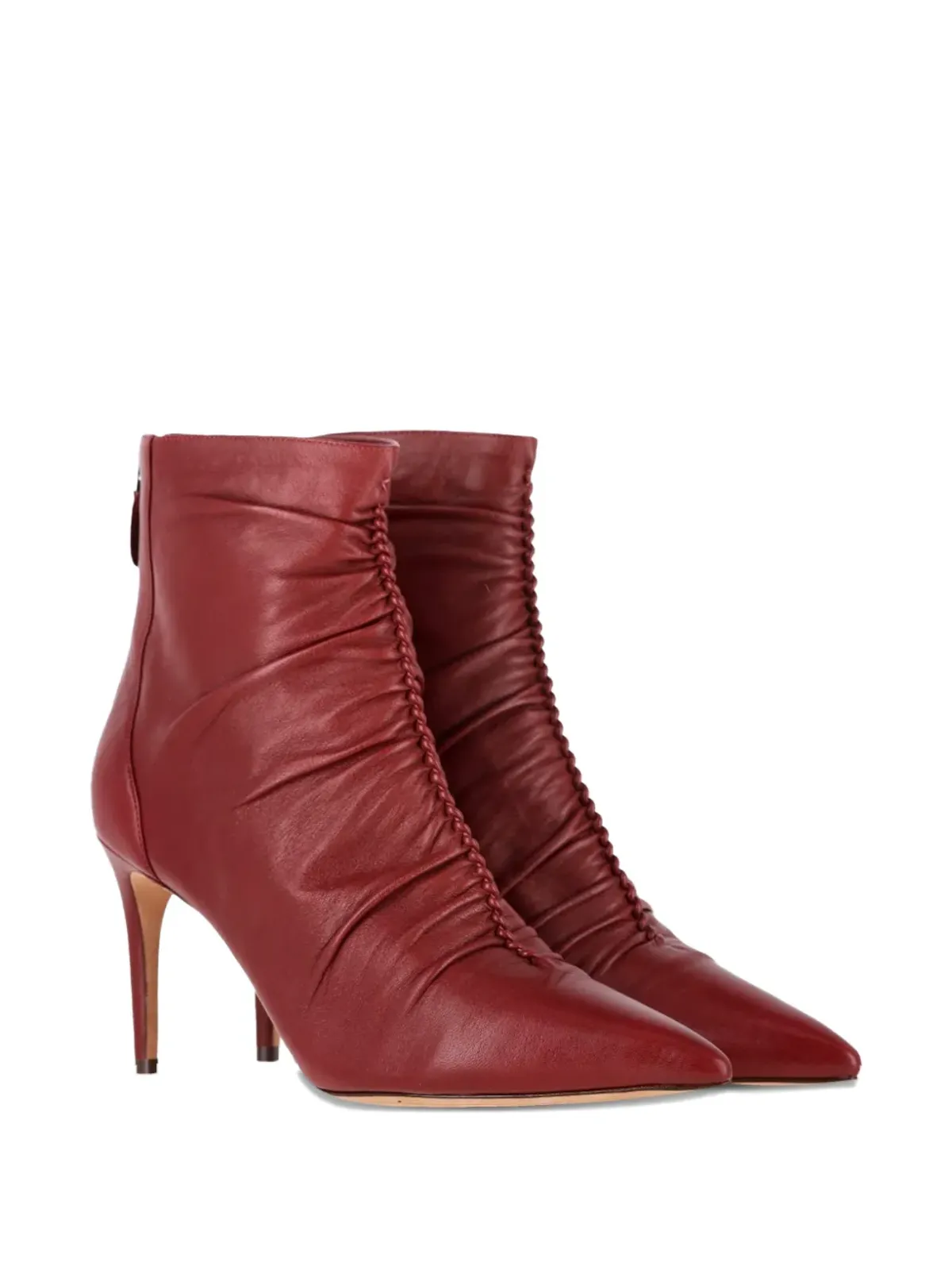 Alexandre Birman Susanna ポインテッド・ルッシュ アンクルブーツ - レッド - 画像2