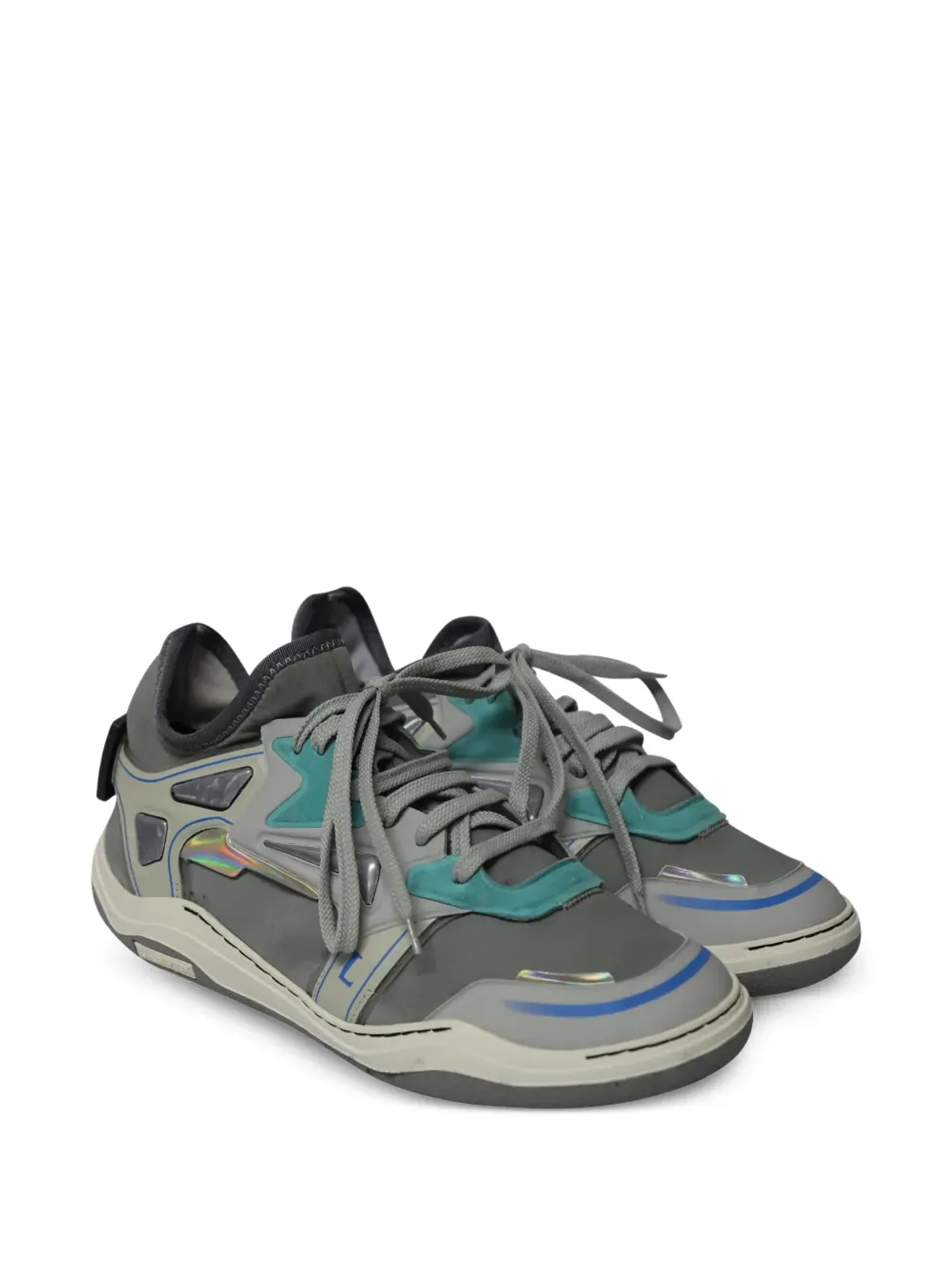 Lanvin Pre-Owned レースアップ ロゴディテール スニーカー - グレー - 画像2