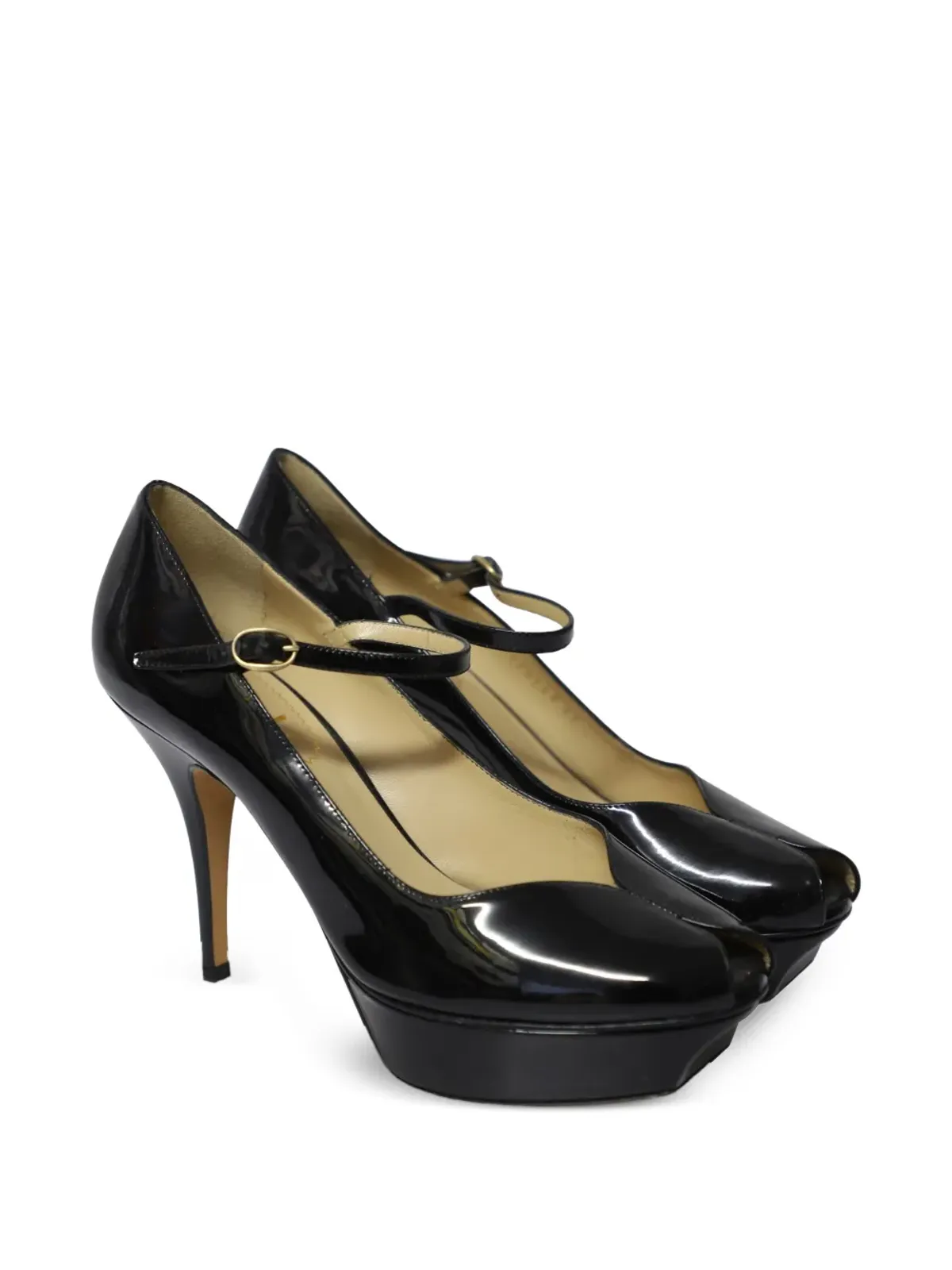 Saint Laurent Pre-Owned Mary Janeオープントゥパンプス - ブラック - 画像2