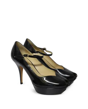 Saint Laurent Pre-Owned Mary Janeオープントゥパンプス - ブラック - サムネイル2