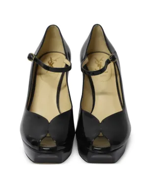 Saint Laurent Pre-Owned Mary Janeオープントゥパンプス - ブラック - サムネイル4