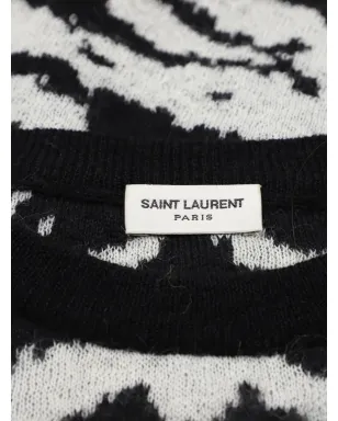 Saint Laurent Pre-Owned タイガー柄インターシャセーター ブラック - サムネイル2