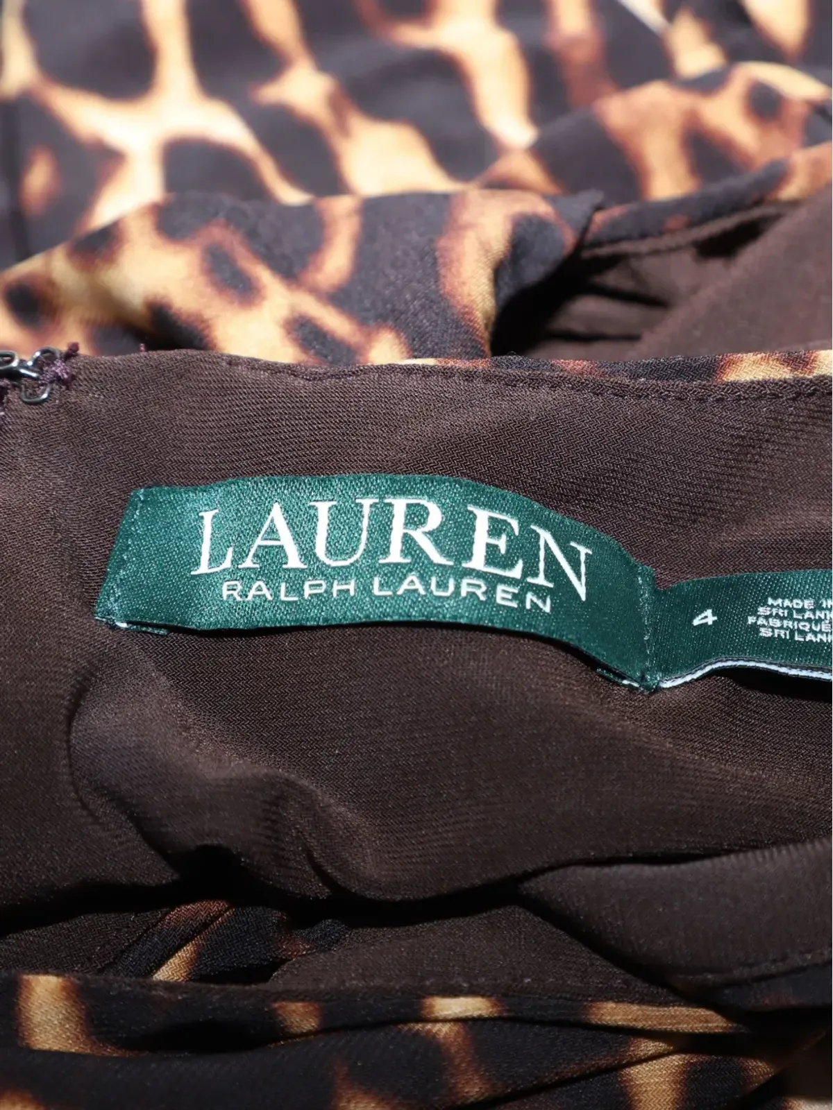 Ralph Lauren Vintage レオパード柄 キーホールネック ミディドレス - 画像3