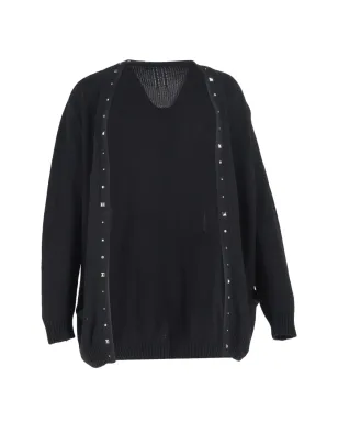 Saint Laurent Pre-Owned クリスタル装飾カーディガン - ブラック - サムネイル1