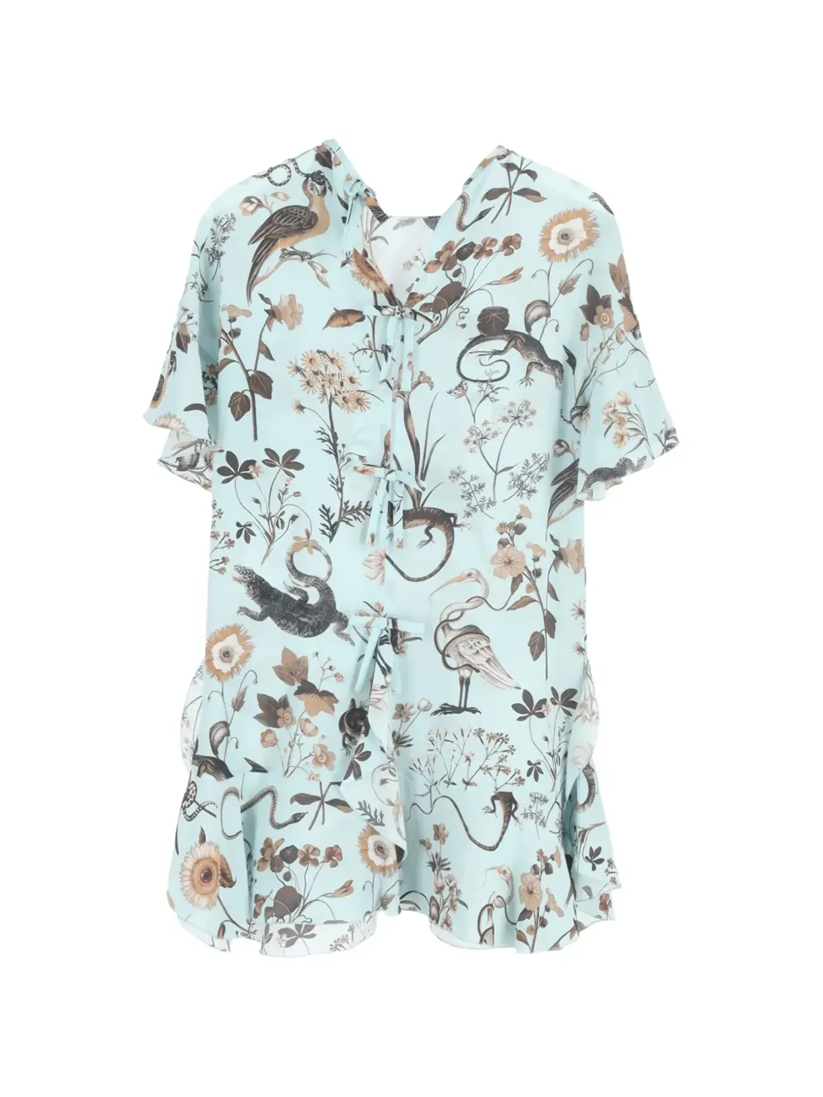 Red Valentino Vintage 鳥柄プリント リボン付きミニドレス - 画像2