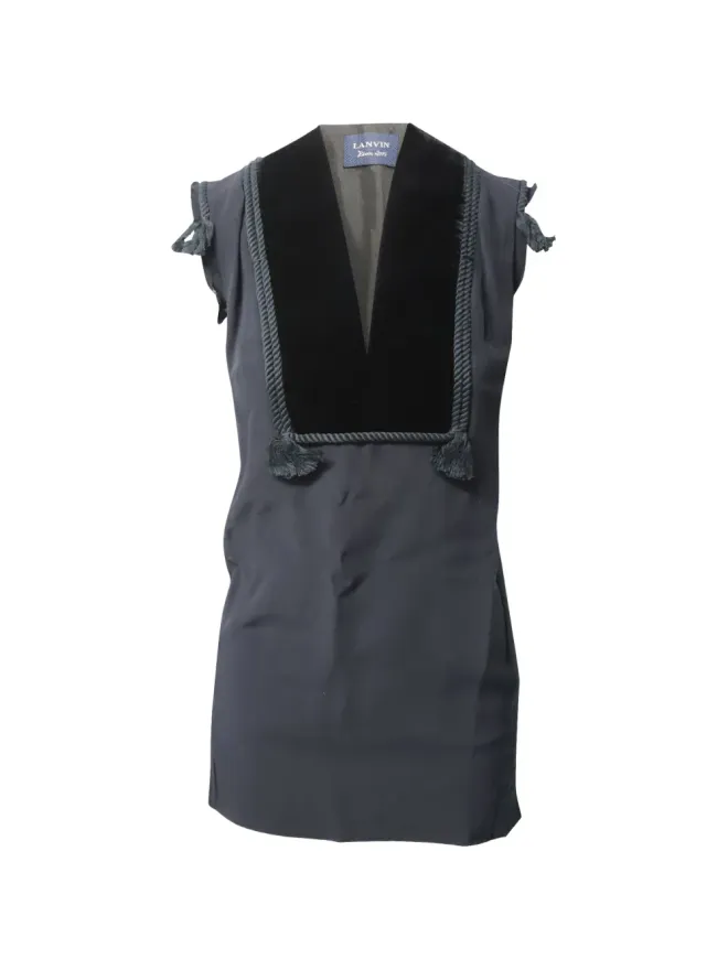 Lanvin Pre-Owned Lanvin Pre-Owned ベルベットディテール ミニドレス - グレーの商品画像