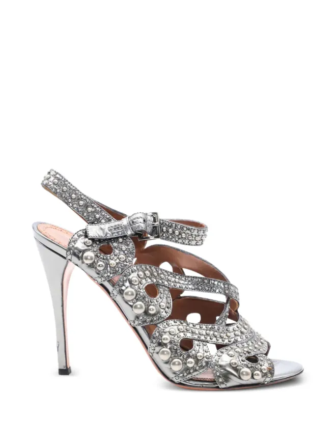 Alaïa Pre-Owned Alaïa Pre-Owned スタッズ付きストラップヒールサンダル - シルバーの商品画像
