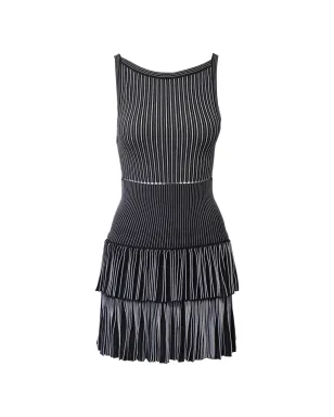 Alaïa ビンテージ ティアードプリーツのAラインドレス（ブラック） - サムネイル1