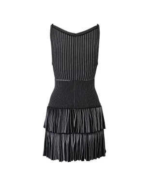 Alaïa ビンテージ ティアードプリーツのAラインドレス（ブラック） - サムネイル2