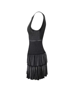 Alaïa ビンテージ ティアードプリーツのAラインドレス（ブラック） - サムネイル3