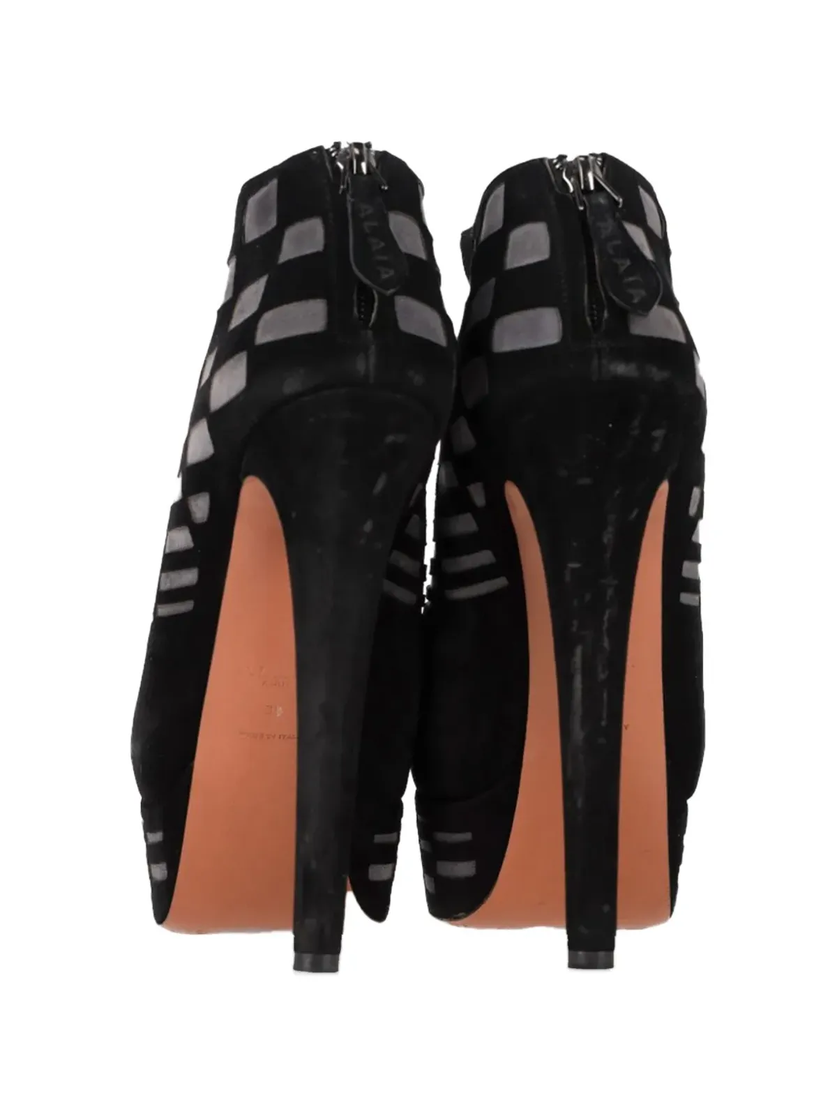 Alaïa Pre-Owned レーザーカット プラットフォーム アンクルブーツ - 画像5
