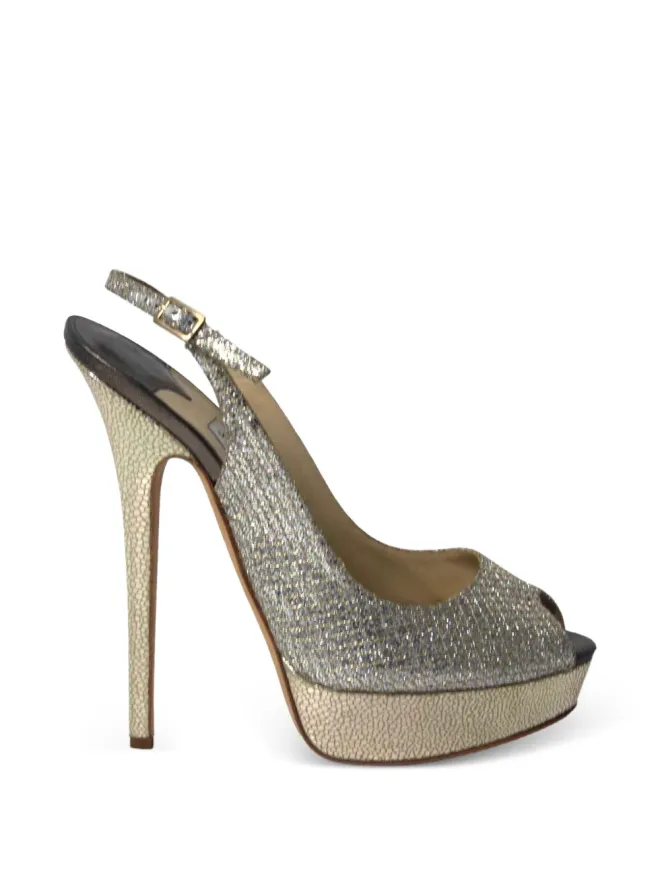 Jimmy Choo Pre-Owned Jimmy Choo Pre-Owned グリッター プラットフォーム スリングバック パンプス（シルバー）の商品画像