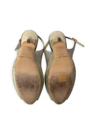 Jimmy Choo Pre-Owned グリッター プラットフォーム スリングバック パンプス（シルバー） - サムネイル5