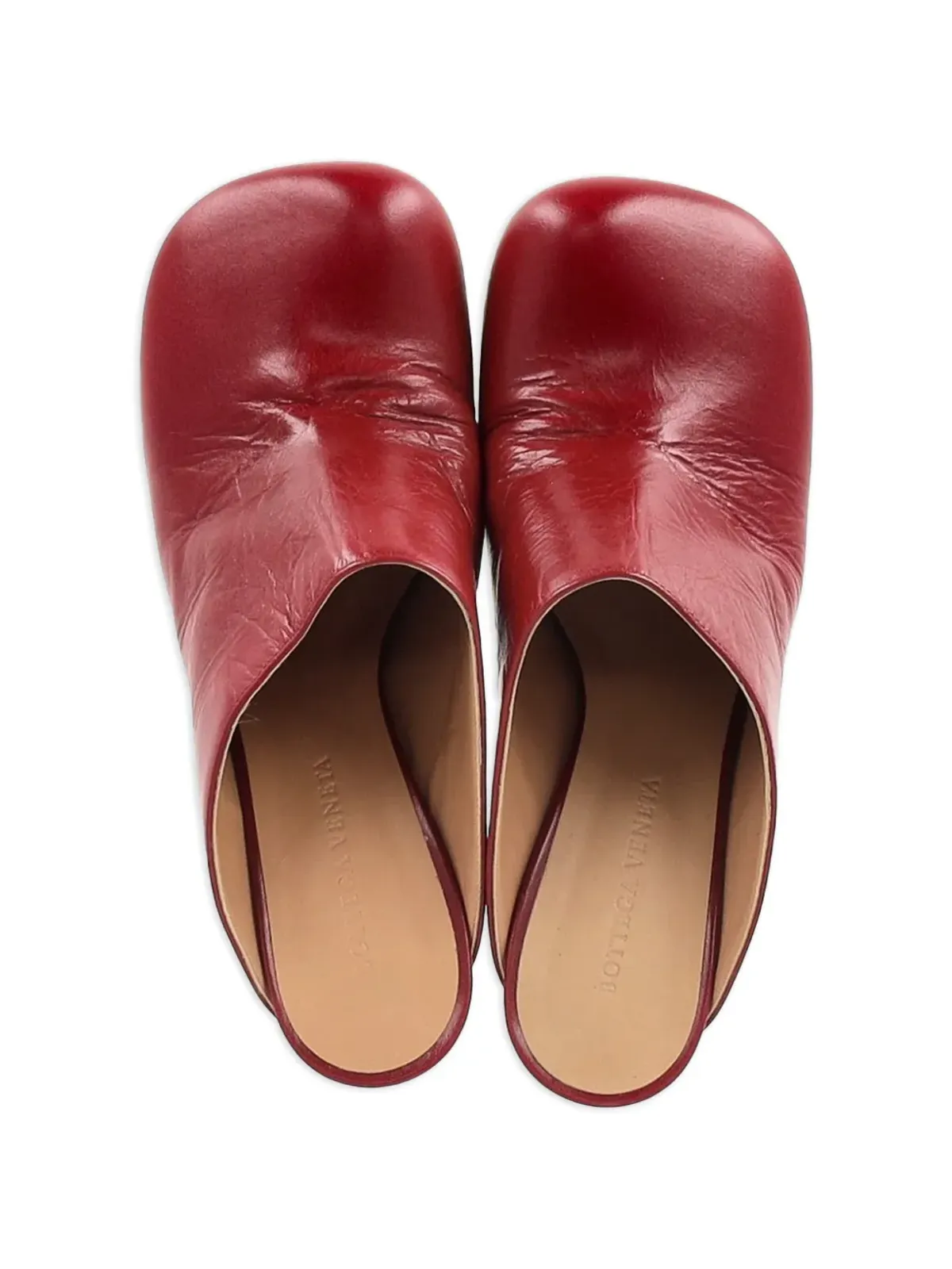 Bottega Veneta Pre-Owned round-toe leather mules - Red - 画像5