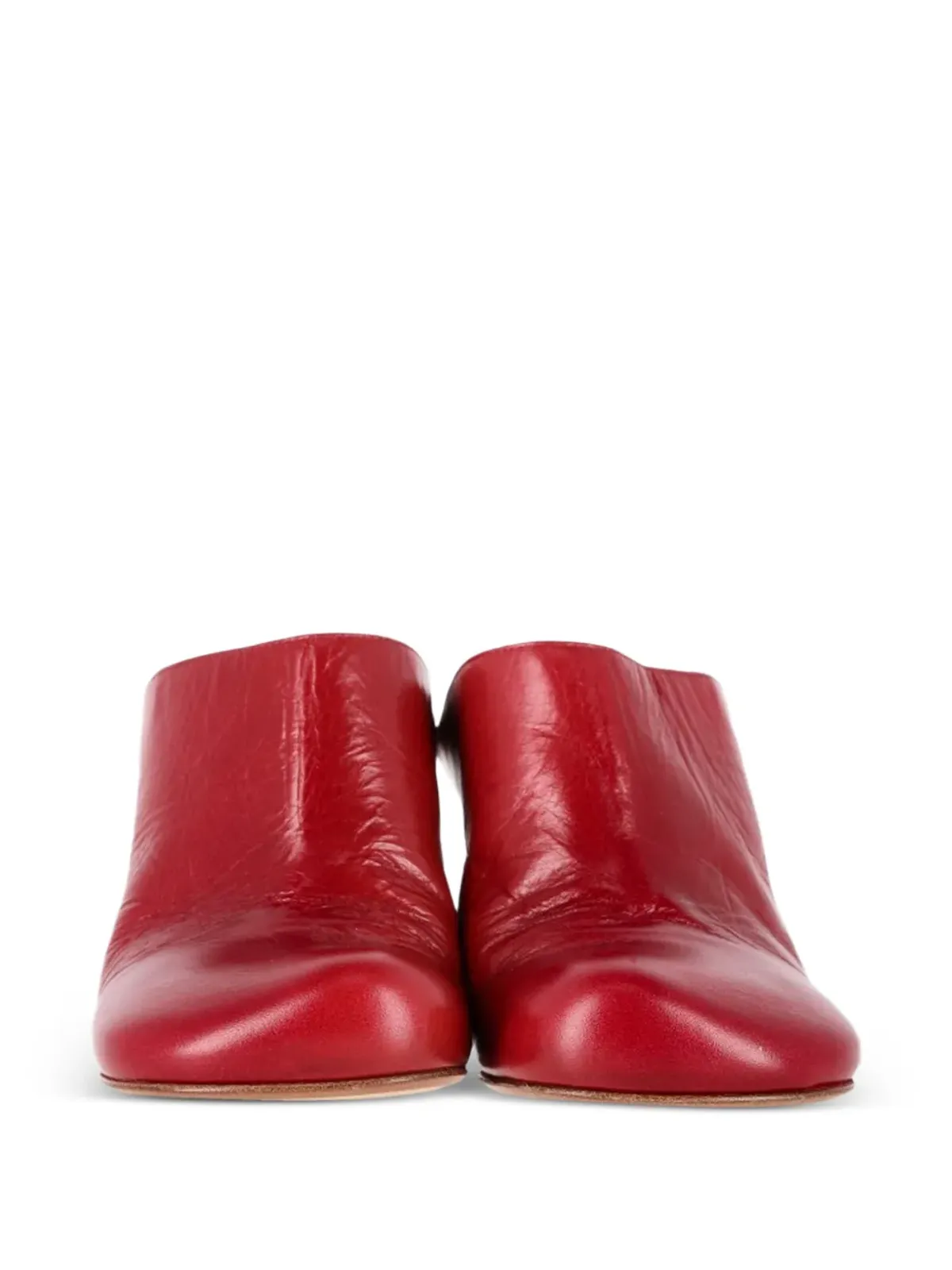 Bottega Veneta Pre-Owned round-toe leather mules - Red - 画像3