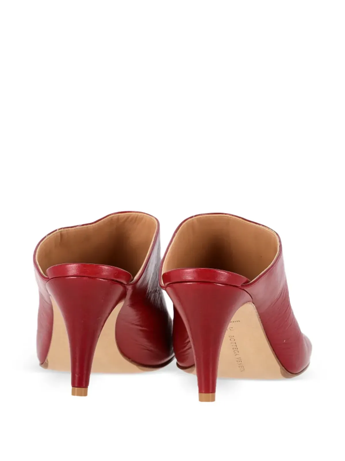 Bottega Veneta Pre-Owned round-toe leather mules - Red - 画像4