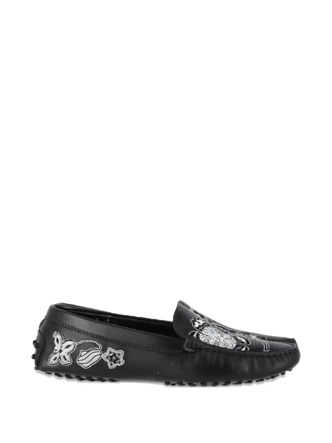 Tod's Vintage Tod's Vintage 花刺繍入りレザー ローファーの商品画像