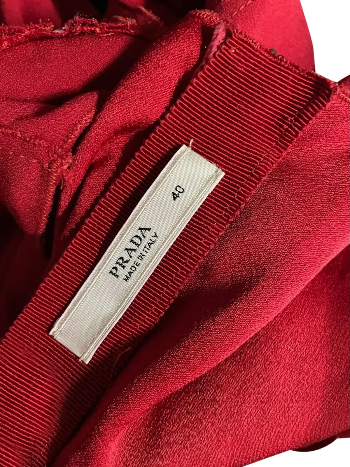 Prada ビンテージ ボウ付きVネックドレス - 赤 - 画像3