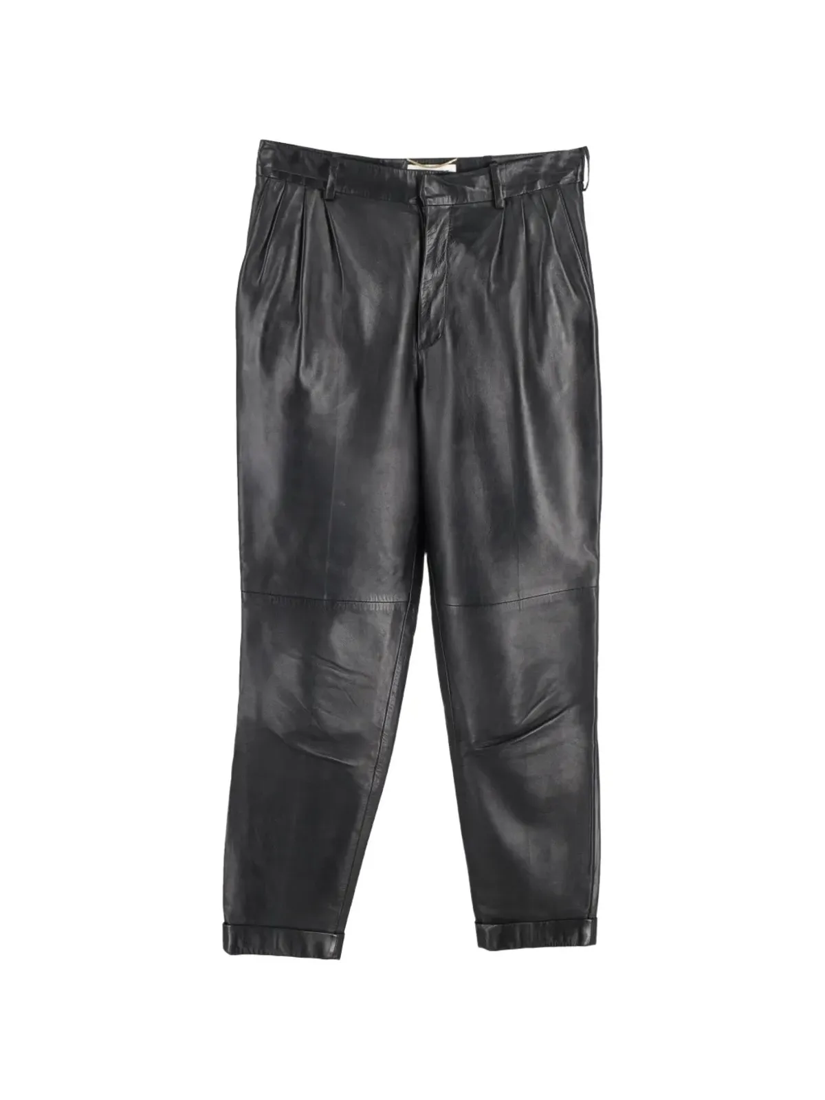 Saint Laurent Pre-Owned プリーツレザーパンツ - Black - 画像1