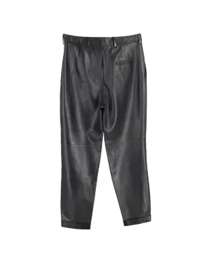 Saint Laurent Pre-Owned プリーツレザーパンツ - Black - サムネイル2