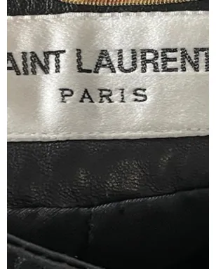 Saint Laurent Pre-Owned プリーツレザーパンツ - Black - サムネイル3