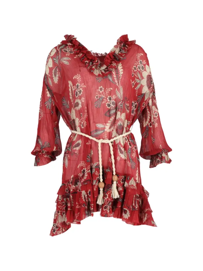 Zimmermann ZIMMERMANN 花柄プリントのフリル付きミニドレスの商品画像
