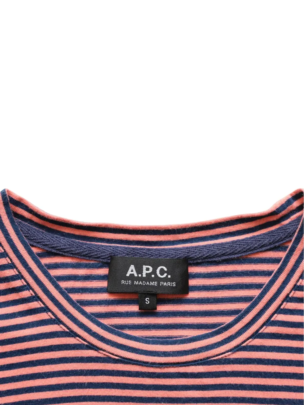 A.P.C. オレンジ色のストライプ半袖Tシャツ - 画像3