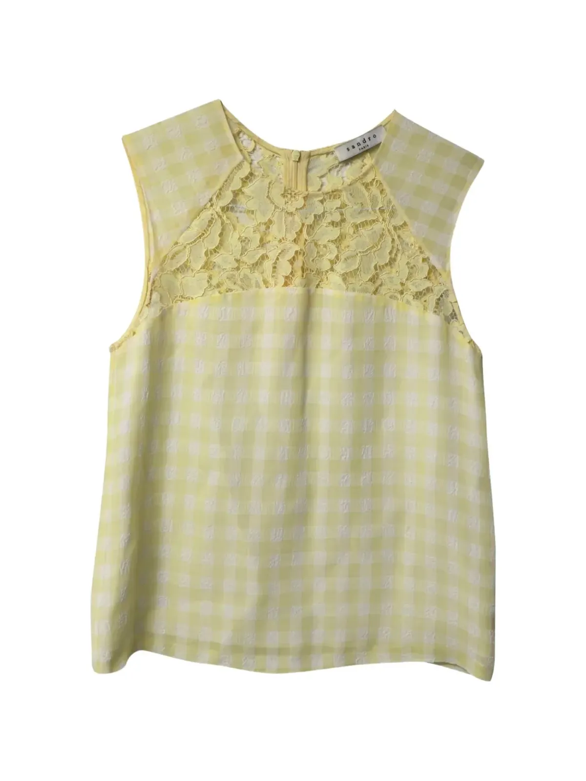 SANDRO checkered lace sleeveless top - Yellow - 画像1