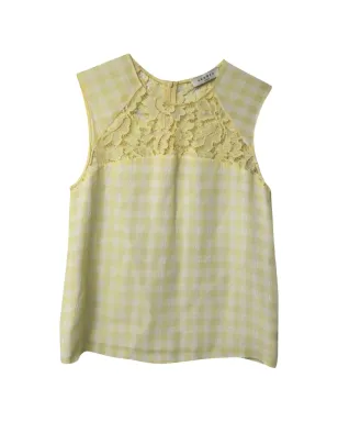 SANDRO checkered lace sleeveless top - Yellow - サムネイル1