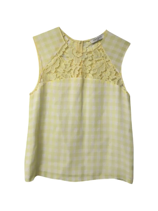 SANDRO SANDRO checkered lace sleeveless top - Yellowの商品画像