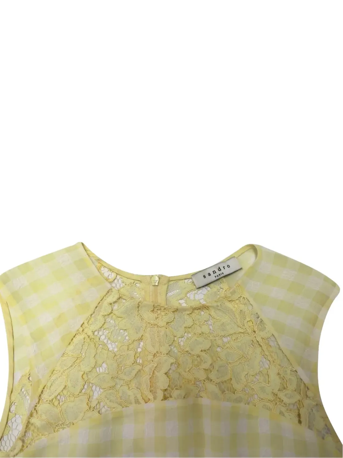 SANDRO checkered lace sleeveless top - Yellow - 画像3