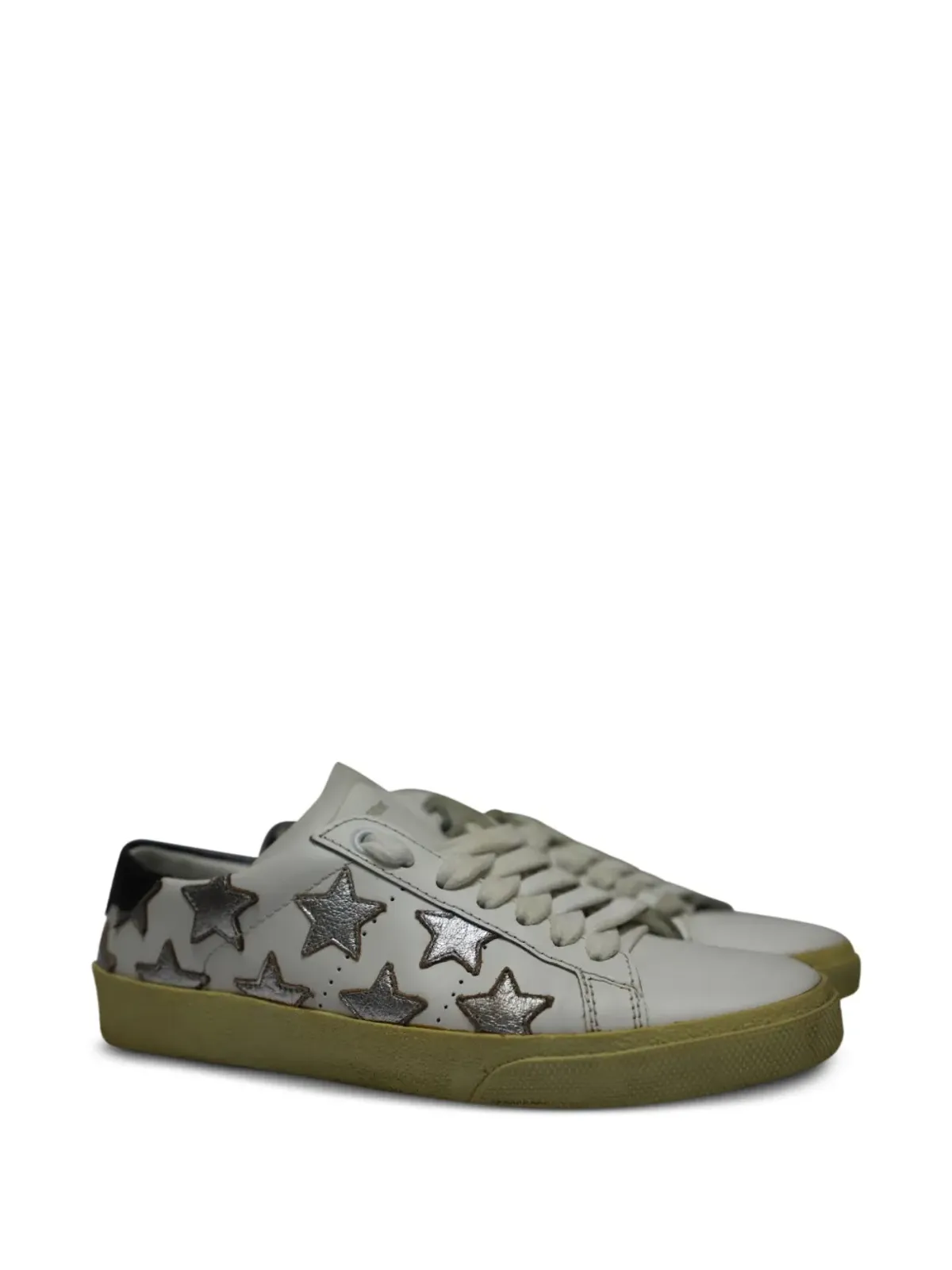 Saint Laurent Pre-Owned メタリックスター レザー スニーカー - ホワイト - 画像2