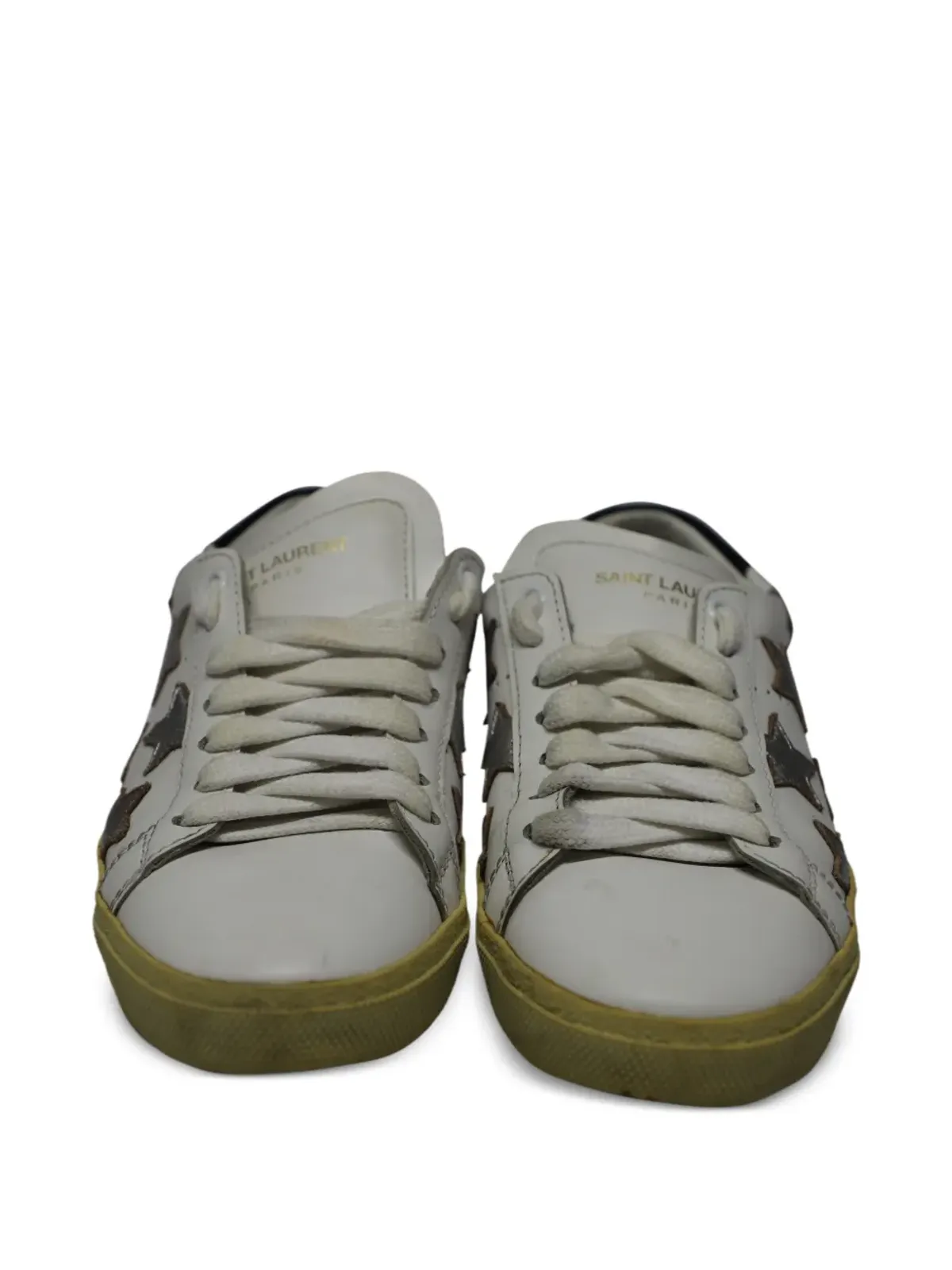 Saint Laurent Pre-Owned メタリックスター レザー スニーカー - ホワイト - 画像4