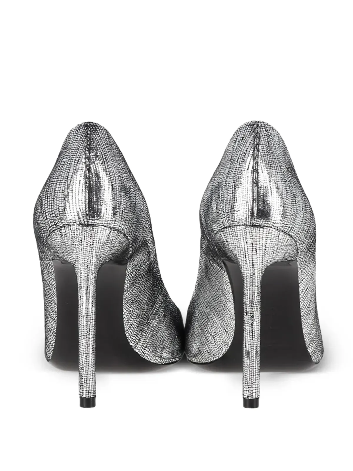 Saint Laurent Anja テクスチャード ポインテッドパンプス - シルバー - 画像3
