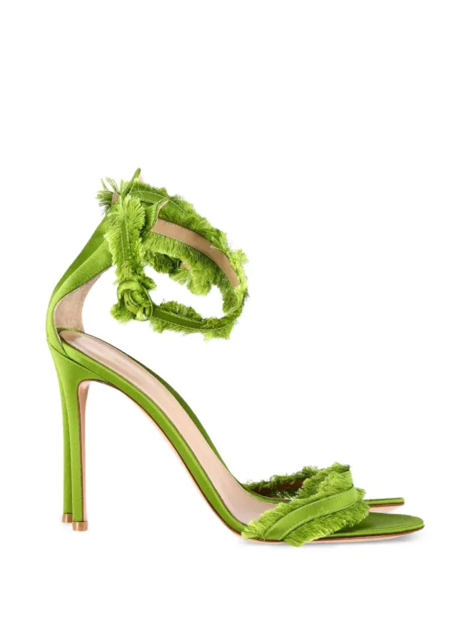 Gianvito Rossi Gianvito Rossi フリンジトリム サテンサンダル - グリーンの商品画像
