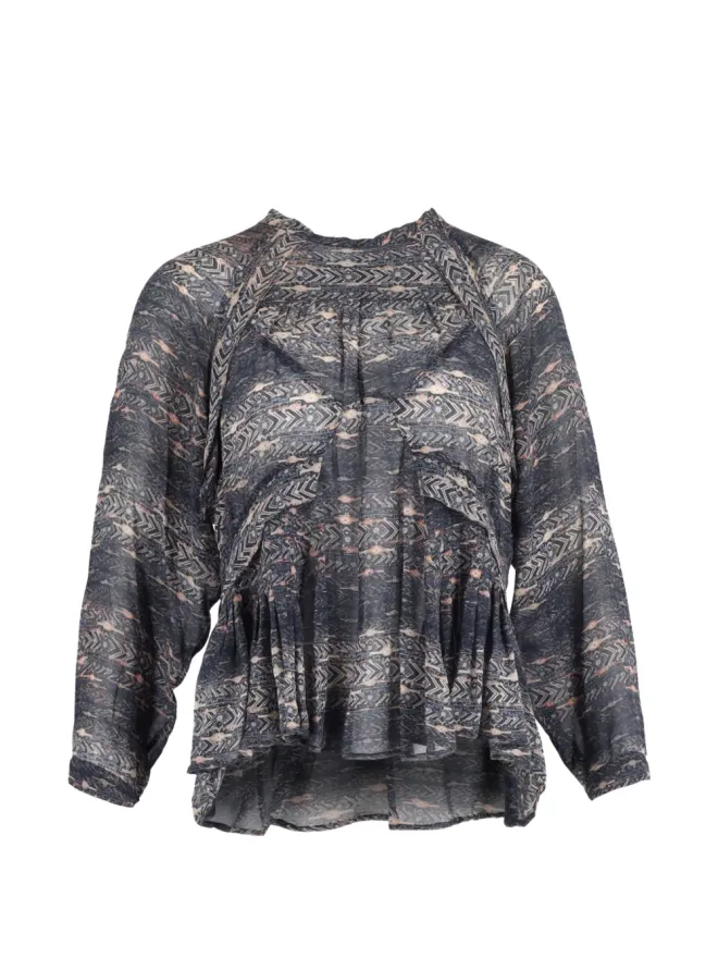 Isabel Marant Vintage Isabel Marant Vintage シルクプリント柄のブラウス（グレー）の商品画像
