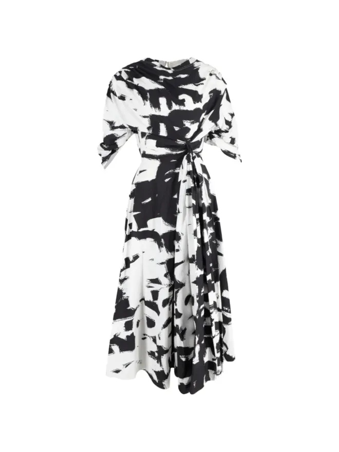 Alexander McQueen Pre-Owned Alexander McQueen Pre-Owned twisted-waist printed midi dress - Whiteの商品画像