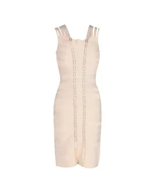 Herve Leger Gemma chain-link dress - ベージュ - サムネイル1