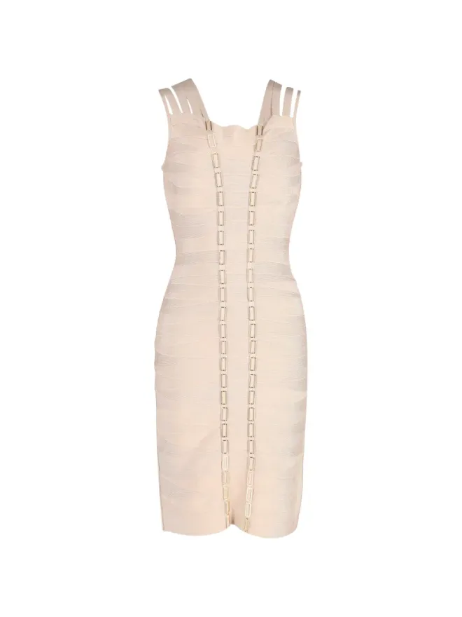 Herve Leger Herve Leger Gemma chain-link dress - ベージュの商品画像