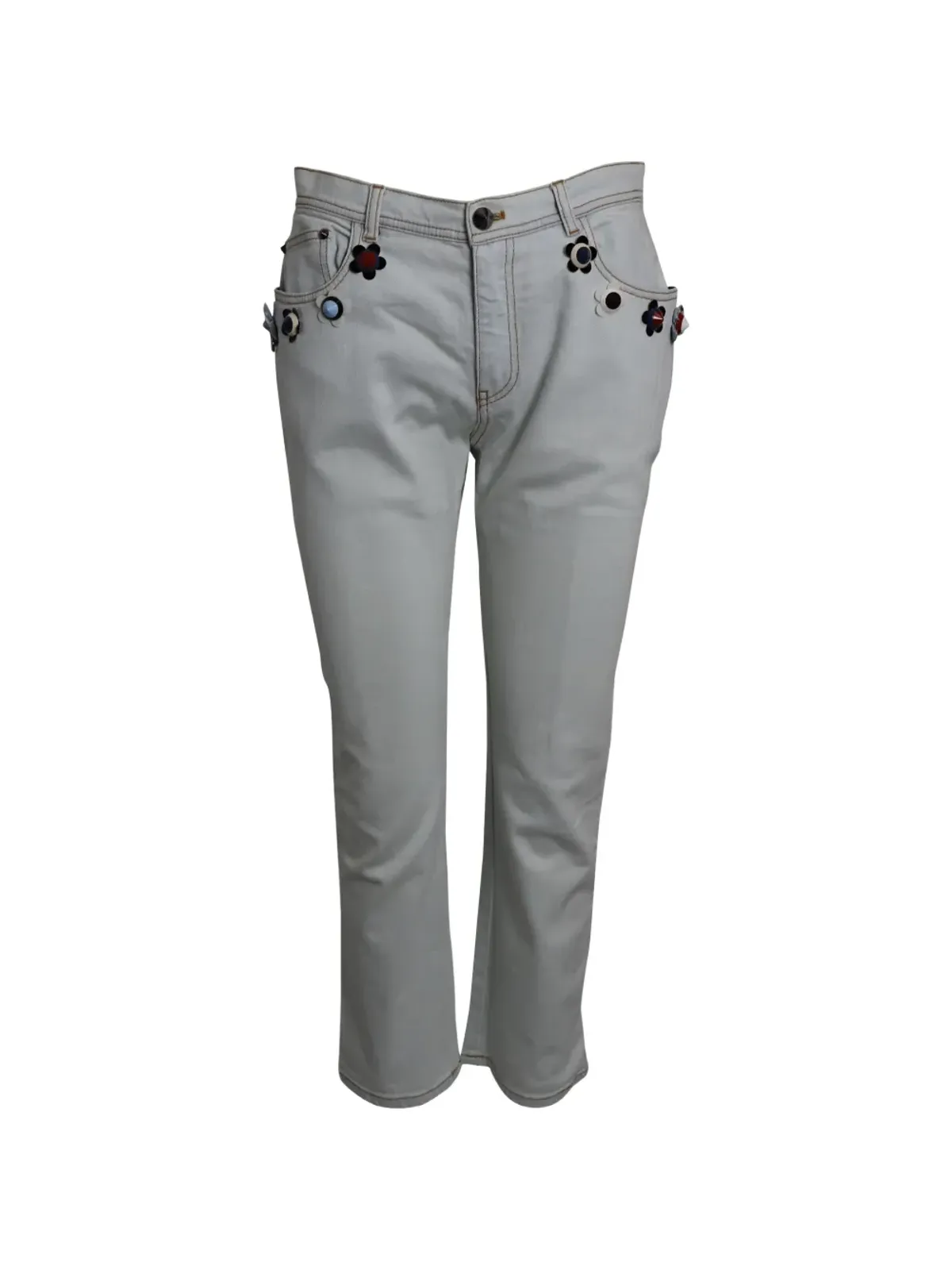 Fendi Pre-Owned Flowerland コットンデニム トラウザーズ - Grey - 画像1