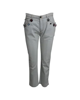 Fendi Pre-Owned Flowerland コットンデニム トラウザーズ - Grey - サムネイル1