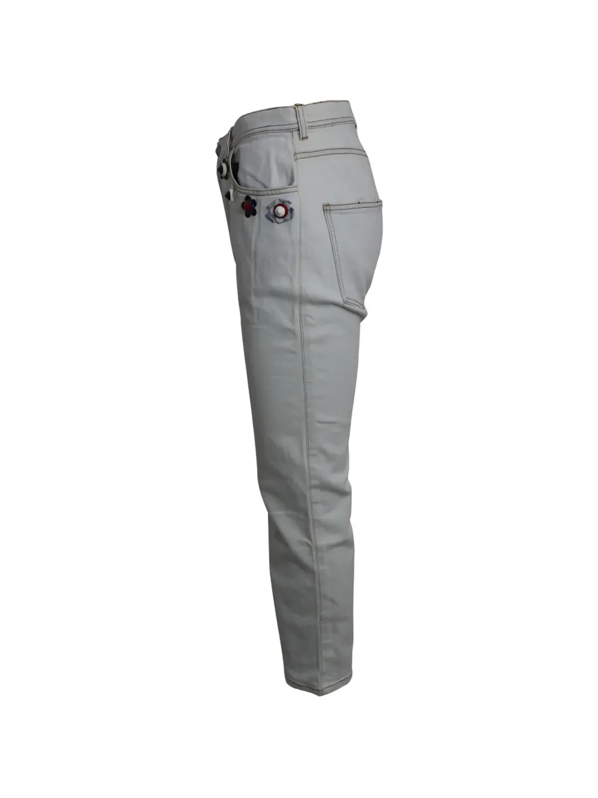 Fendi Pre-Owned Flowerland コットンデニム トラウザーズ - Grey - 画像3