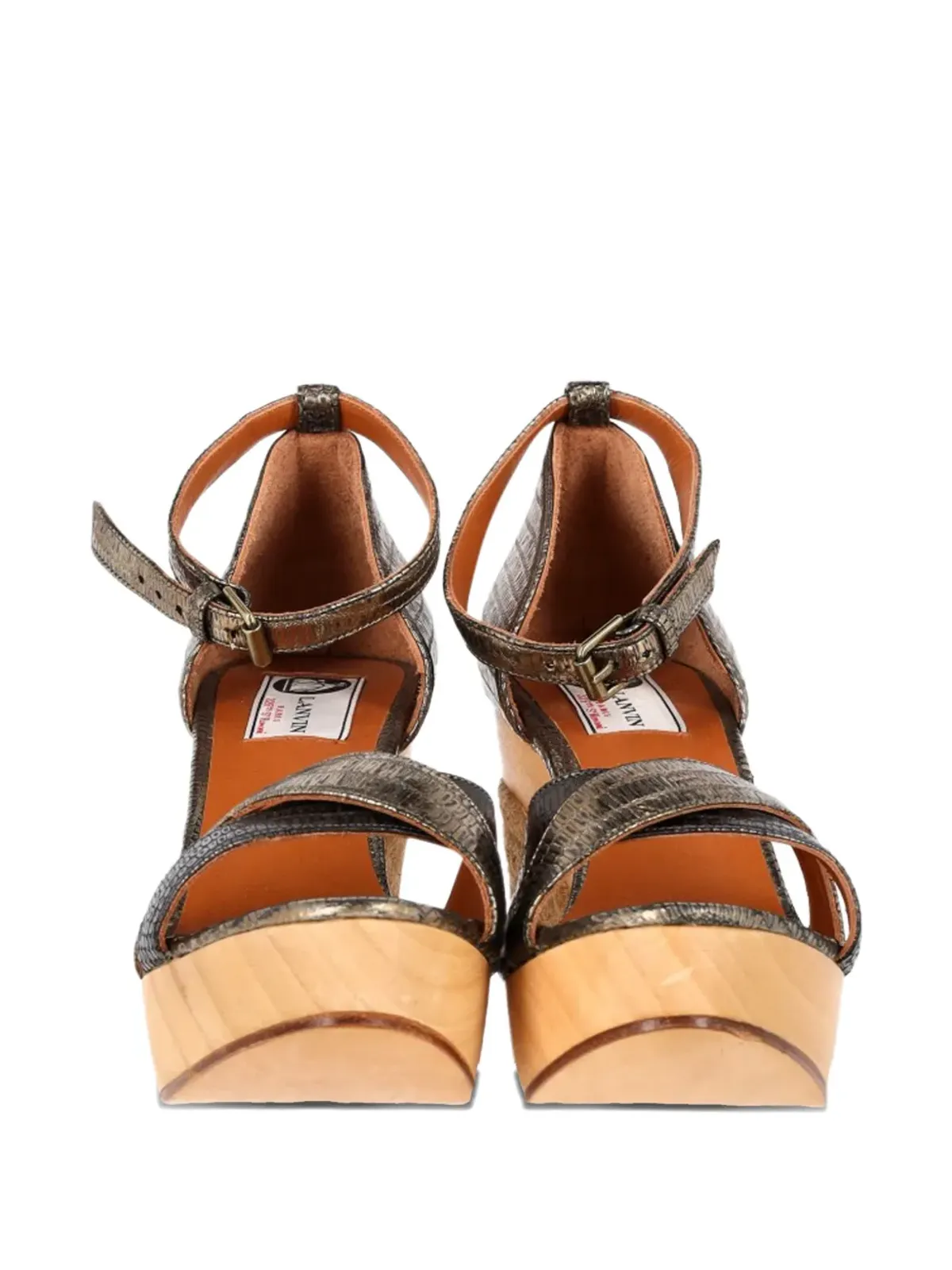 Lanvin Pre-Owned スネーク柄エンボス風スリングバック・エスパドリーユ - シルバー - 画像5