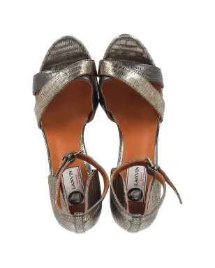 Lanvin Pre-Owned スネーク柄エンボス風スリングバック・エスパドリーユ - シルバー - サムネイル4