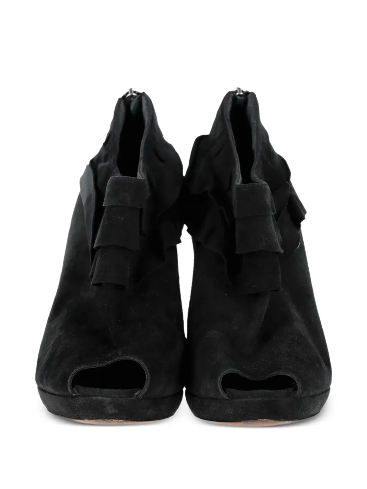 Moschino Pre-Owned ラッフルド ハイヒール ブーツ（ブラック） - 画像5