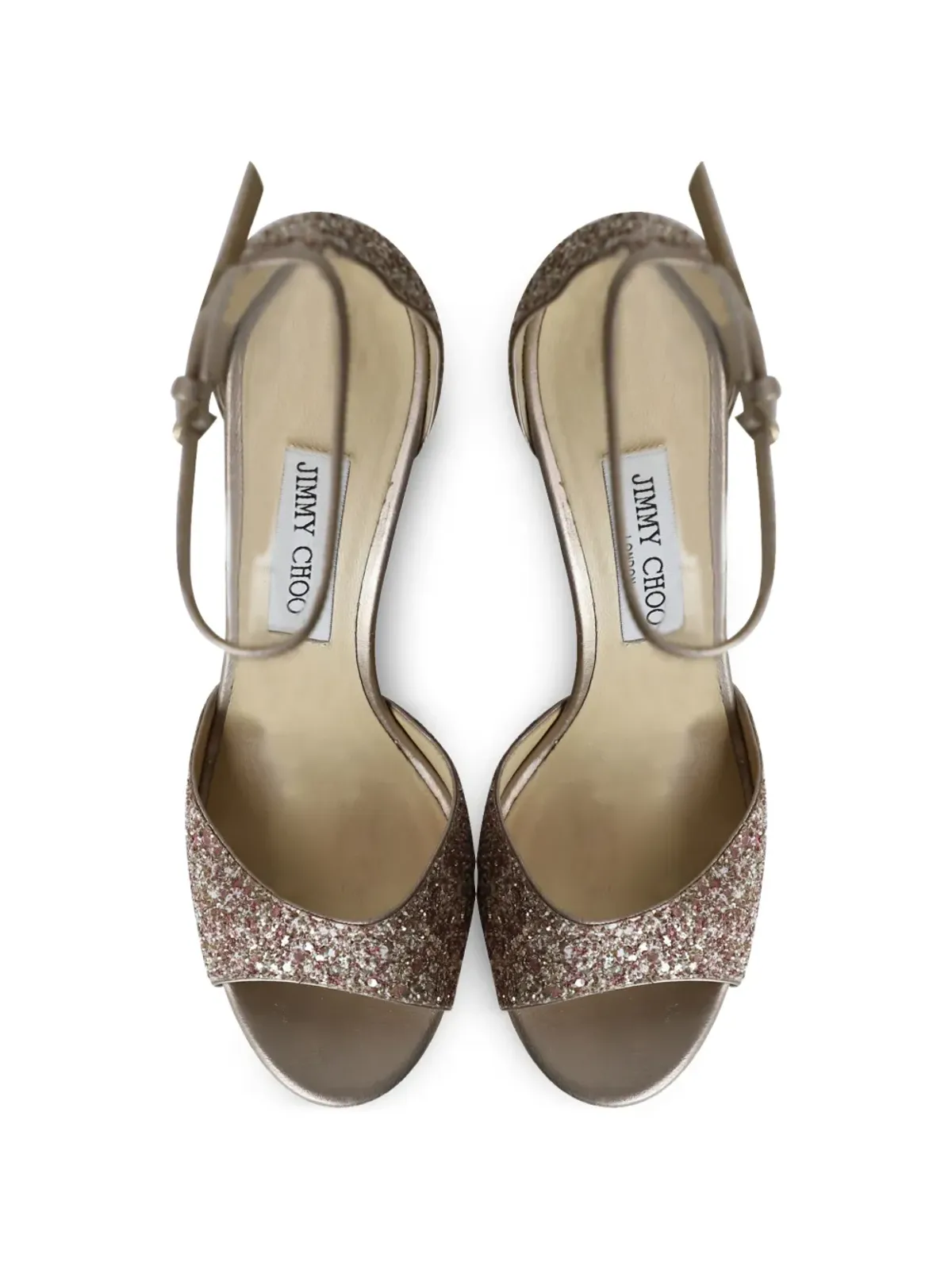 Jimmy Choo ビンテージ プラットフォームグリッターサンダル ピンク - 画像5