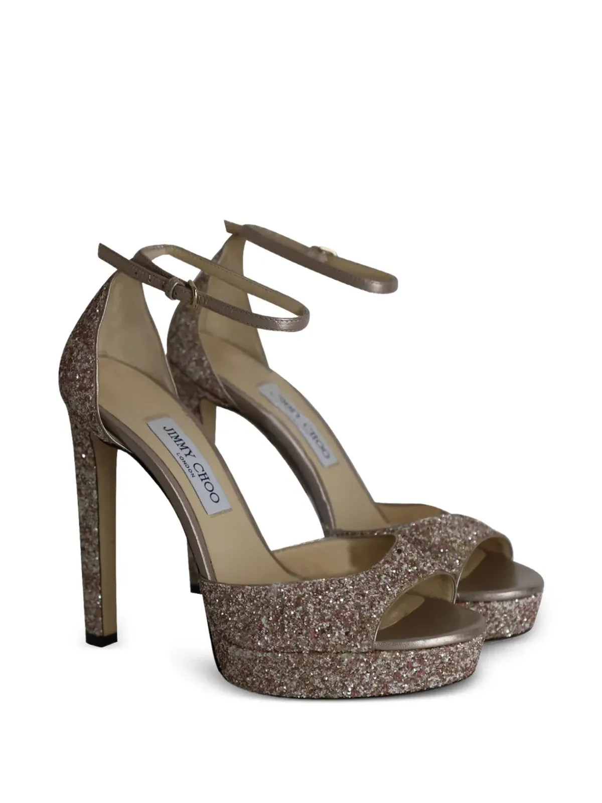 Jimmy Choo ビンテージ プラットフォームグリッターサンダル ピンク - 画像2