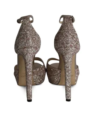 Jimmy Choo ビンテージ プラットフォームグリッターサンダル ピンク - サムネイル3