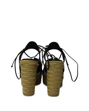 Saint Laurent Pre-Owned プラットフォームウェッジ・エスパドリーユ - ブラック - サムネイル3