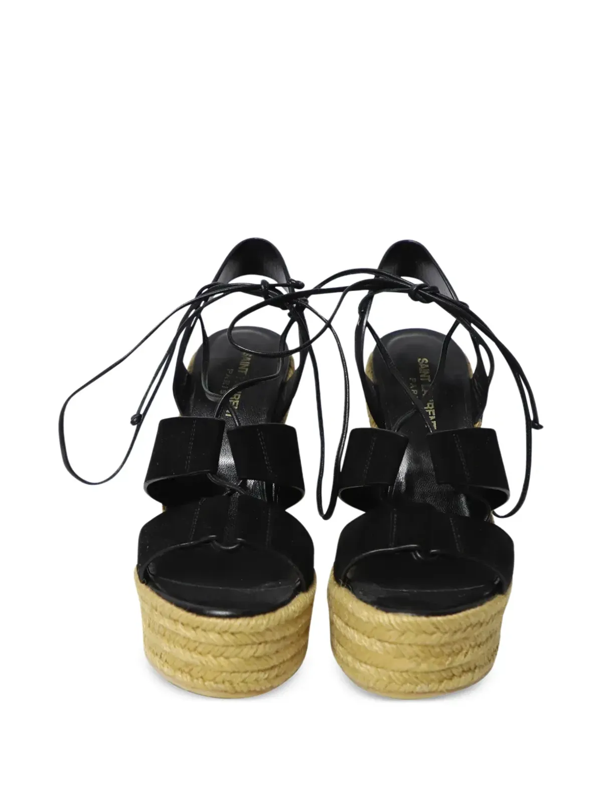 Saint Laurent Pre-Owned プラットフォームウェッジ・エスパドリーユ - ブラック - 画像4